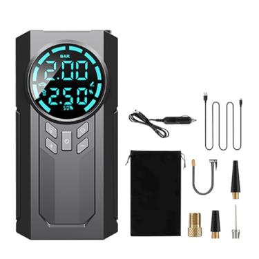 Imagem de Inflador de Pneus Portátil Compressor Ar Sem Fio com Bateria 6000mAh Bomba Elétrica 110 PSI Luz LED para Carro Moto Bici