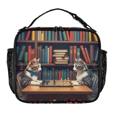 Imagem de Joisal Lancheira fofa de gatos para mulheres, meninas, lancheira com alça de ombro, lancheira masculina e infantil, para trabalho e adultos, linda bolsa térmica floral