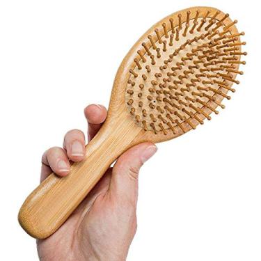 Imagem de Yinhing Almofada de Ar Pente Escova de Cabelo de Bambu Massagem do Couro Cabeludo Anti Estática Sem Escova de Cabelo de Madeira para Homens Mulheres Crianças Amarelo 23.5cm