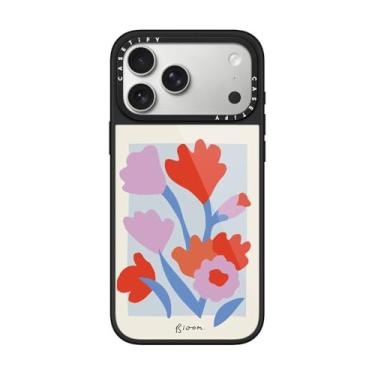 Imagem de CASETiFY Capa Glaze para iPhone 17 Pro Max [acabamento brilhante/compatível com Magsafe/1,5 m. 1X proteção contra quedas de grau militar] - Flores desabrochando - preta
