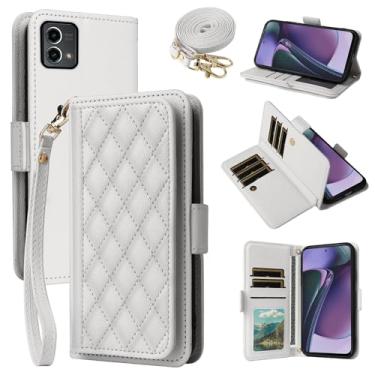 Imagem de Dibosom Capa carteira para Motorola Moto G Stylus 5G 2023 Argyle com alça de pulso/ombro e compartimentos para cartões, capa de celular acolchoada minimalista para GStylus G5 XT2317DL XT2315-5