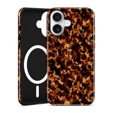 Imagem de Aitipy Capa de telefone magnética pequena tartaruga para iPhone 16 Plus, compatível com MagSafe, linda estampa de leopardo amarelo macio TPU rígido PC capa protetora à prova de choque para mulheres e
