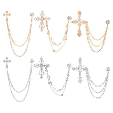 Imagem de WEBEEDY 6 estilos cruz corrente longa broche strass borla broche broche vintage cristal terno pinos ouro prata colar lapela para homens terno camisa bolsas decoração Natal Ação de Graças presente