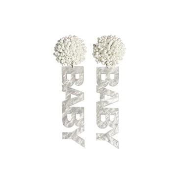 Imagem de JTRF Brincos Com Símbolos De Bebê Para Revelação Do Sexo Bebê, Anúncio Gravidez, Decoração Chá Por (White)