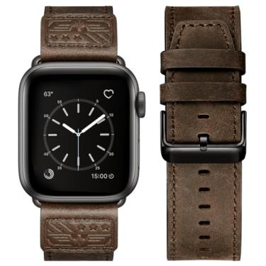 Imagem de SUNFWR Pulseiras de couro compatíveis com Apple Watch Ultra 3 2 1, SE3 2 1, séries 11 10, 9, 8, 7, 6, 5, 4, 3, 2 e 1 de 42 mm (séries 3 2 1) de 44 mm, 45 mm, 46 mm, 49 mm, 42 mm, 49 mm, SE3 2 e 1