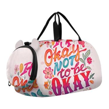 Imagem de Linda bolsa esportiva de Natal com gnomo de neve para meninos durante a noite, bolsa de viagem para crianças, Frase colorida floral rosa, Clássico