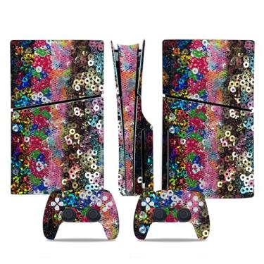 Imagem de Película de decalque para disco Ps5, capa adesiva de vinil de corpo inteiro para console e controle PlayStation 5 (edição de disco PS5, Blue Lightning) (glitter colorido, disco fino para PS5)