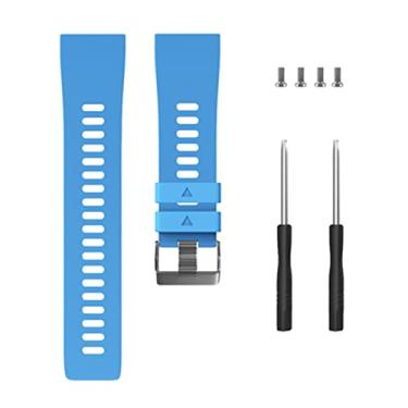 Imagem de GANYUU Pulseira de substituição pulseira de relógio pulseira de silicone pulseira macia para Garmin Forerunner 35 pulseira de relógio inteligente (cor: azul)