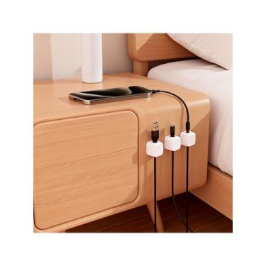 Imagem de Pacote com 6 clipes organizadores de cabos, suporte de cabo adesivo multiuso, quadrado branco para gerenciamento de parede de mesa