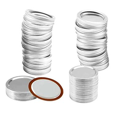 Imagem de 48PCS Tampas e Aros para Latas de Vidro Regular Mouth Mason Jar Rings Tipo Dividido Metal à Prova Vazamento