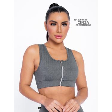 Imagem de Tops Fitness Ginastica Feminino Com Zíper E Bojo Removível Academia Pronta Entrega-Feminino