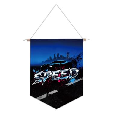 Imagem de Banner Parede de Corrida, Legal Montado na Parede Carro Corrida Flâmula Bandeira Fácil de Montar em 20 Segundos para Crianças Quarto Sala Jogos Dormitório Decoração