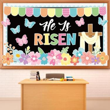 Imagem de Quadro de avisos religioso cristão para sala de aula, quadro de avisos cristão, primavera, Jesus, primavera, floral, cruz, borboleta, recortes para igreja, escola dominical, quadro-negro, decoração de