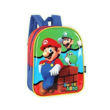 Imagem de Mochila de Costa Super Mario Bros Creche Passeio Escola Kids Cor:Verme