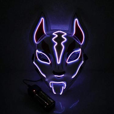 Imagem de Fox Máscara de Cabeça Completa LED Luminosa para Festa Halloween Traje Cosplay com 4 Modos Luz Estável Lento Rápido e Piscando Ajuste Confortável Fest