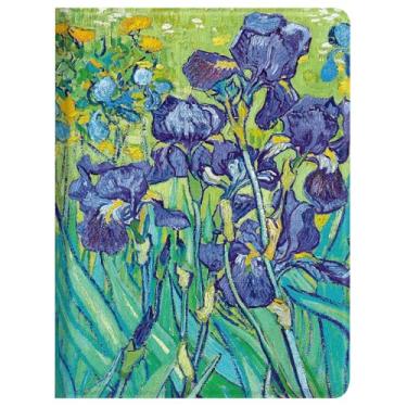 Imagem de Berkin Arts Capa para iPad 7/8/9ª geração/iPad Air 3ª geração (10,5 polegadas) capa de couro premium íris vibrantes, design floral à prova de choque e leve (íris de Vincent Van Gogh)