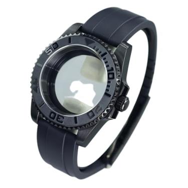 Imagem de FEIYASHI Black Yacht Design 200M Caixa de relógio à prova d'água para NH35 NH34/36/38 Miyota8215 ETA2824 Movimento Safira Glass Watch Case, Tampa inferior de vidro 2, For NH35/34/36/38 Movement, Caixa