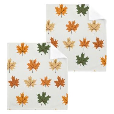 Imagem de xigua Toalhas de mão de algodão com folhas de bordo, toalhas de banho multiusos e absorventes toalhas de rosto macias para a pele para banheiro, cozinha, hotel, academia, panos de lavagem, 2 unidades