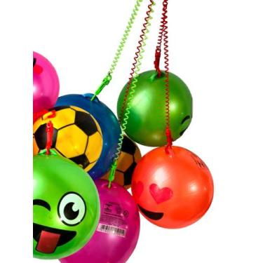 Imagem de Kit 10 Bolas Vinil C/ Mola Encaracolada Festa Brinquedo - Jelly