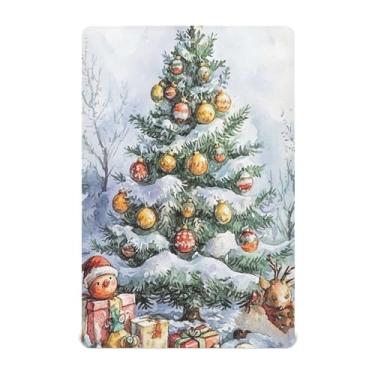 Imagem de Wassud Jogo de lençol com elástico para berço de árvore de Natal em aquarela para meninos e meninas, neutro, 71 x 132 cm