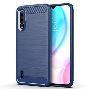 Imagem de Capa para XIAOMI Mi 9 Lite Capa,Material de fibra de carbono,Macio antiderrapante,anti-óleo,Proteção total de capa de telefone compatível com XIAOMI Mi 9 Lite-Blue