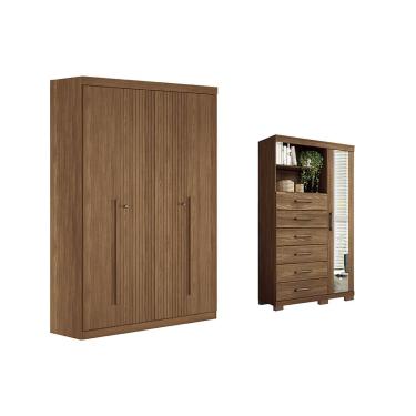 Imagem de Guarda Roupa +Cômoda 2 Peças QC345 Jatobá - Santos Andirá