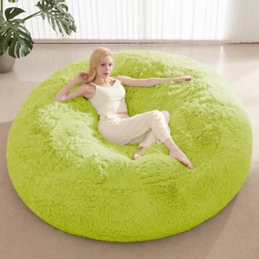 Imagem de ODreamyDogs Capa para pufe (sem enchimento), capas para cadeiras de pufe de pele sintética, saco de feijão de armazenamento de animais de pelúcia, capa gigante lavável sem enchimento, 1,5 m, verde