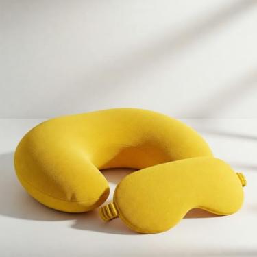 Imagem de Almofada de viagem para o pescoço Almofada de apoio para o pescoço de adulto Adequada para aviões, carros e escritórios (Amarelo)