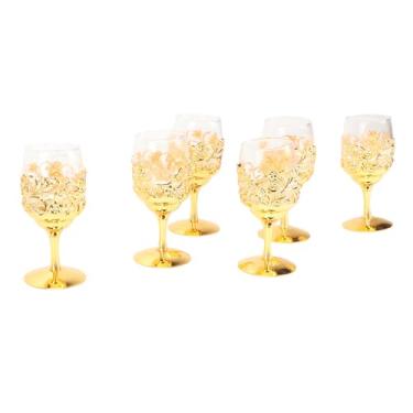 Imagem de Ymiko Copos de Vinho Estilo Vintage de 6 Peças Com Design Floral Em Relevo, Copos de Vidro Transparente para água, Suco ou Coquetéis Conjunto Elegante de Utensílios de Bar para Casa
