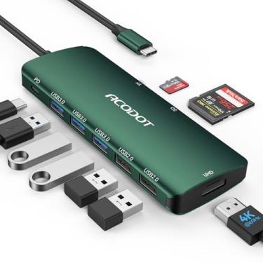 Imagem de Acodot Hub Usb C, 9 Em 1 Usb C para 4K @ 60Hz Adaptador Multiporta Hdmi, 3 Portas Usb 3.0, Leitor de Cartão Sd/Tf, 100W Pd, Adaptador Multiporta Usb C Hub Desigend para Macbook Pro Air Hp Xps Etc, Ver