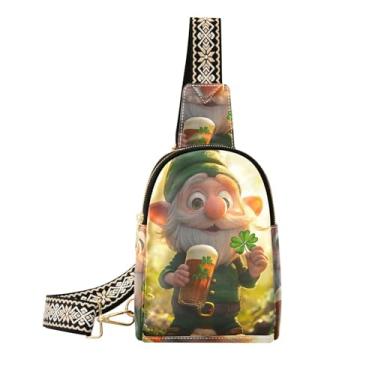 Imagem de CEBUGI Linda bolsa tiracolo feminina de gnomo de desenho animado para mulheres, pochete transversal de couro, bolsa de peito para caminhadas, viagens ao ar livre