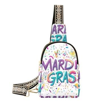 Imagem de CEBUGI Bolsa tiracolo feminina com fundo de carnaval pequena, bolsa tiracolo de couro, bolsa de peito para caminhadas, viagens ao ar livre