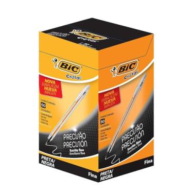 Imagem de BIC, Caneta Esferográfica Escrita Fina, Cristal Fina, Preta, 50 Unidades