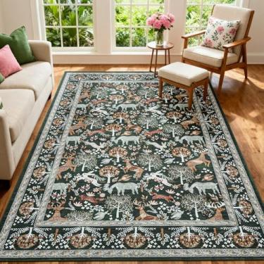 Imagem de WEZVIX Tapete de Natal 12 x 18 cm para sala de estar, tapetes de animais boho lavável, tapete grande antiderrapante macio para quarto, berçário, sala de jantar, fazenda, sala de jogos infantil