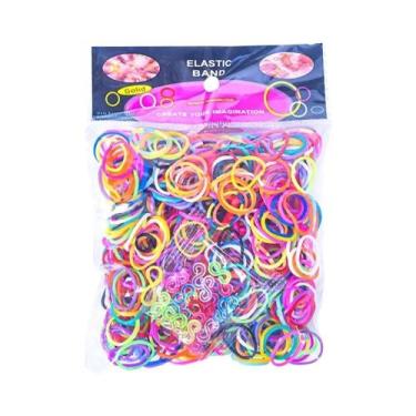 Imagem de Kit De Fazer Pulseiras DIY Para Crianças 600 Peças Elásticos De Borrac
