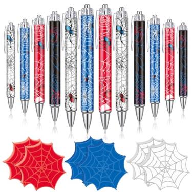 Imagem de Sayglossy Conjunto de 24 peças de lembrancinhas de festa de aranha, 12 canetas esferográficas, 12 notas adesivas lembrancinhas de festa de volta às aulas, decorações de aniversário, recompensas de