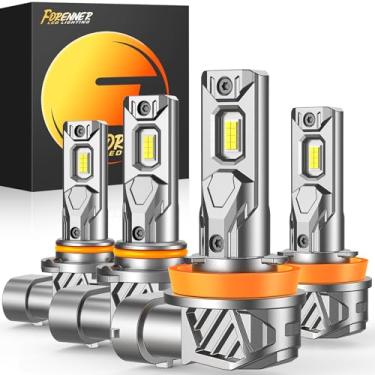 Imagem de forenner Combo de lâmpadas H11 9005, ultra brilho 6500K branco frio, H11/H9/H8 9005/HB3 Kits de lâmpadas de farol de neblina, tamanho mini 1:1, Play-N-Plug, pacote com 4