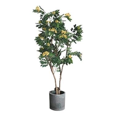 Imagem de SLGGPJBU Plantas falsas, planta artificial, simulação, árvore artificial, decoração amarela, gafanhoto, verde, sala de estar, escritório, vaso, planta, artificial, interior, exterior, 120 cm