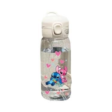 Imagem de Garrafa De Água Infantil Lilo Stitch Com Canudo 600/400ML Transparente
