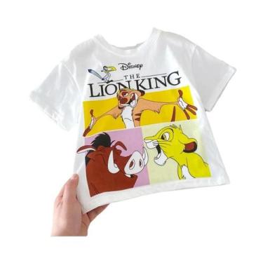 Imagem de Camiseta De Algodão Infantil Com Estampa De Desenho Animado, Manga Cur