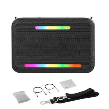 Imagem de Domary Potente Alto-falante Portátil de 120 W Com Luzes RGB Estéreo Sem Fio para Festas de Acampamento (Preta)