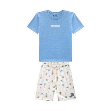 Imagem de Conjunto Infantil Menino Camiseta Azul/Short Onda Marinha-Masculino