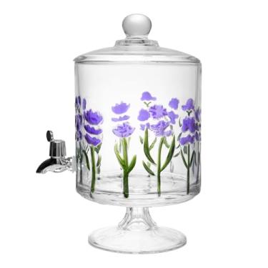 Imagem de LYOR - Suqueira Bold com Pé e Tampa Redonda Lavanda Hand Painting 4,5L Cristal