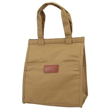 Imagem de KIMISS Adequado para Lancheira Térmica Isolada Em Folha de Alumínio - Sacola de Almoço de Pano de Boi de Grande Capacidade para Comida Quente - Bolsa à Prova d'água Com Bolso para Uso Diário (Cáqui)