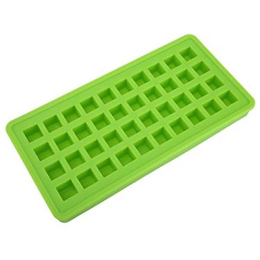 Imagem de Bandeja de gelo de silicone formato quadrado cubos de gelo molde fácil de limpar máquina de lavar louça segura antiaderente reutilizável para bares domésticos restaurantes (Verde)