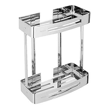 Imagem de 2 Tier Suporte de Cantinho para Chuveiro em Parede Aço Inoxidável Organizador Cesto Armazenamento Banheiro Casa Banho Dormitório e Cozinha