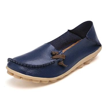 Imagem de VenusCelia Mocassim feminino confortável para caminhada, Azul marino, 38