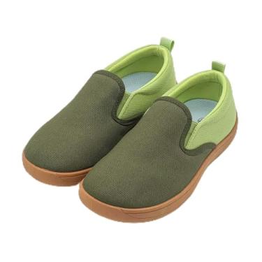 Imagem de Tênis infantil para meninas e meninos, cano baixo, bloqueio de cor, sapatos casuais de lona, confortáveis, tênis de corrida e caminhada com bloqueio de cor, verde-escuro/claro, Verde escuro/claro, 13