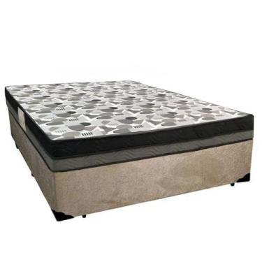 Imagem de Cama Box Casal Suede + Colchão Ortobom Iso Dupla Face 60X138X188 Bege