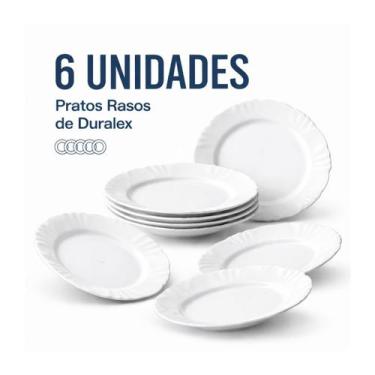Imagem de Kit 6 Pratos Rasos Duralex Vidro Temperado Resistente e Durável
